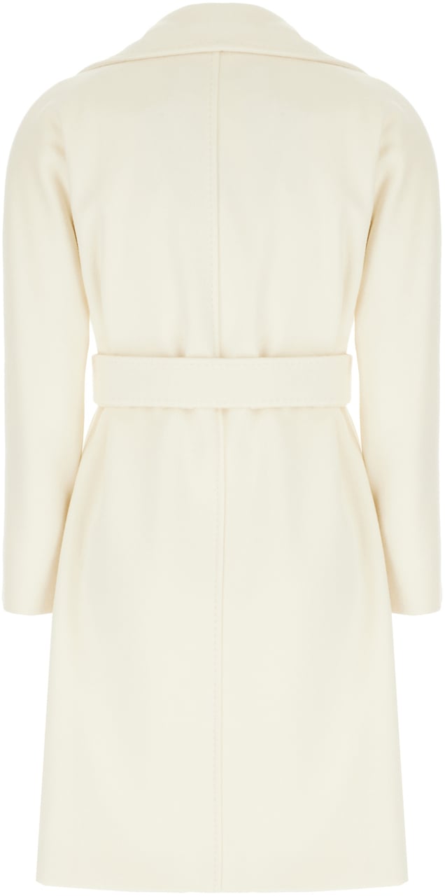 Max Mara Studio Ivory virgin wool coat Wit