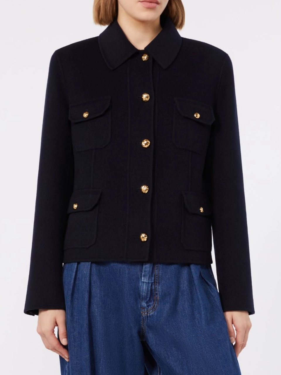 Max Mara Black Mstvenere Cropped Four-Pocket Jacket Zwart