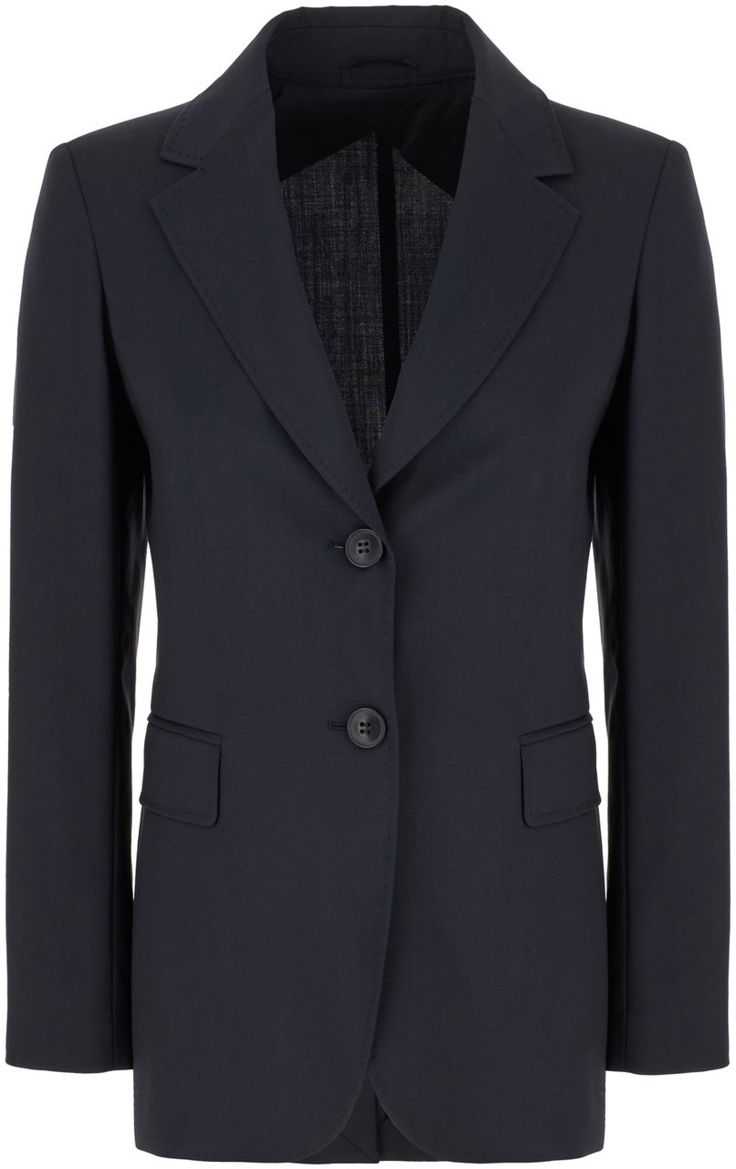 Max Mara Maxmara Blue virgin wool blazer Blauw