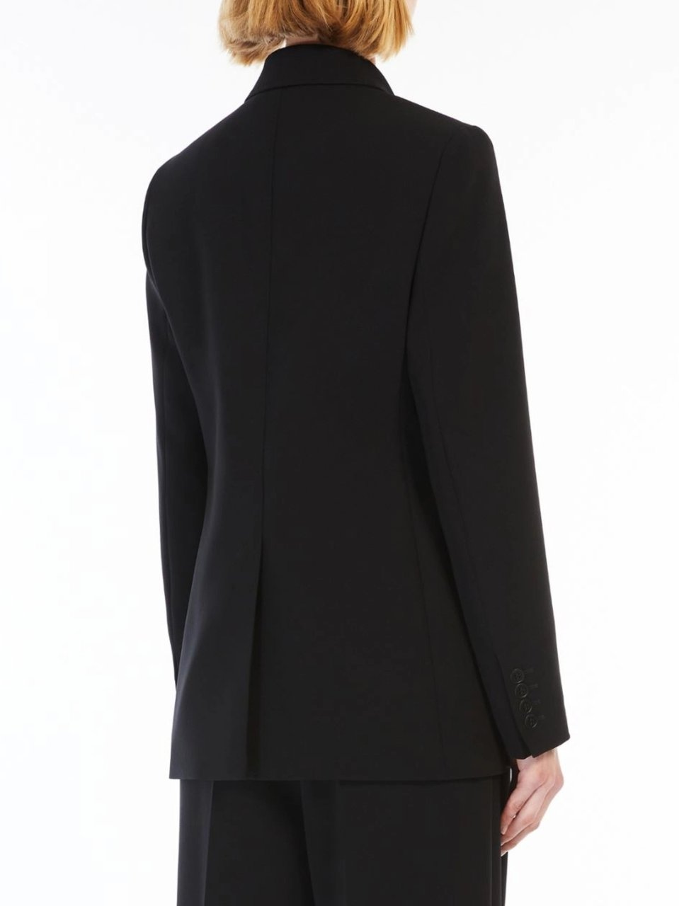 Max Mara Linz Tailored Virgin Wool Minimalist Blazer Zwart