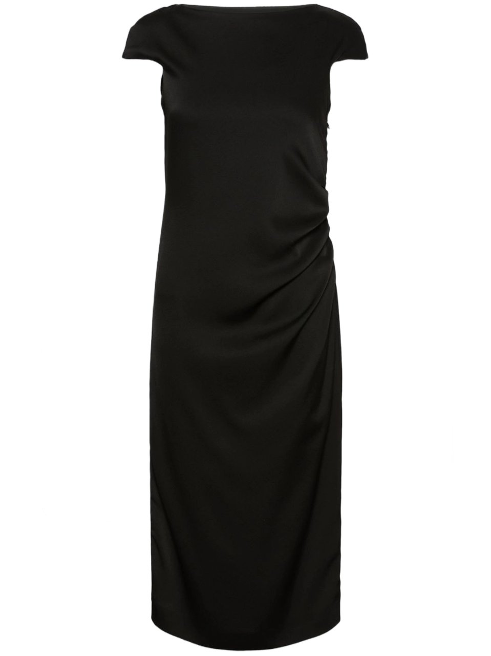 Max Mara Black Mstaustero Side Ruching Midi Dress Zwart