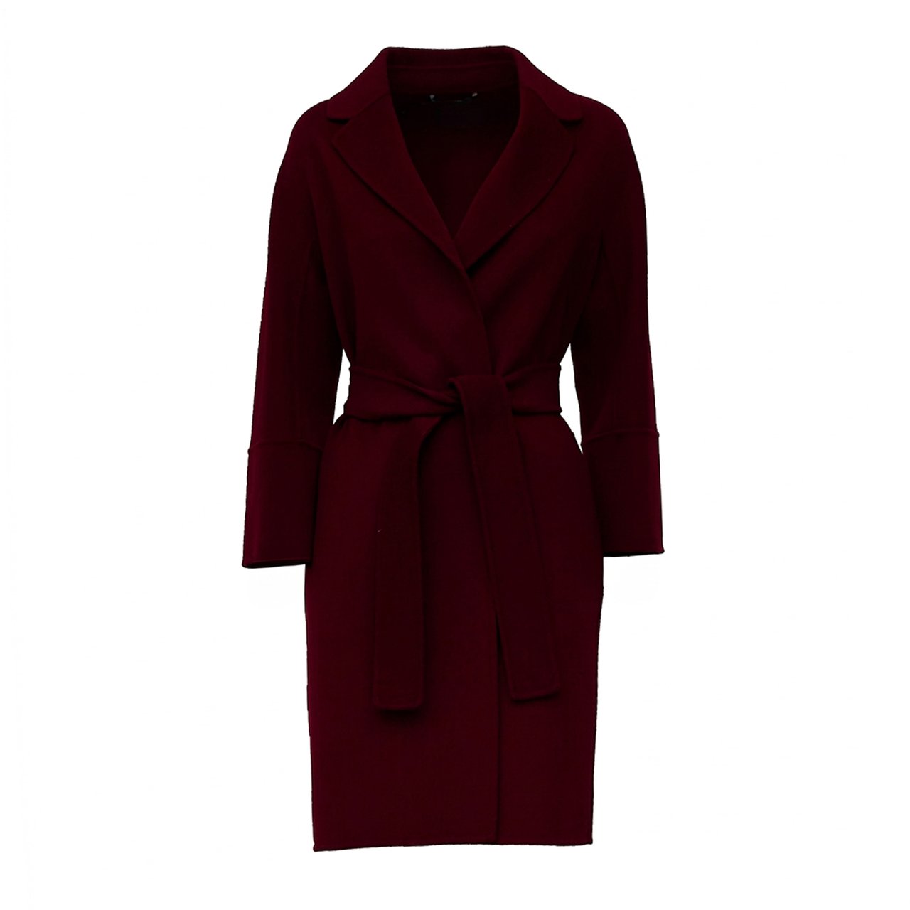 Max Mara Arona Double Drap Wool Coat Maroon