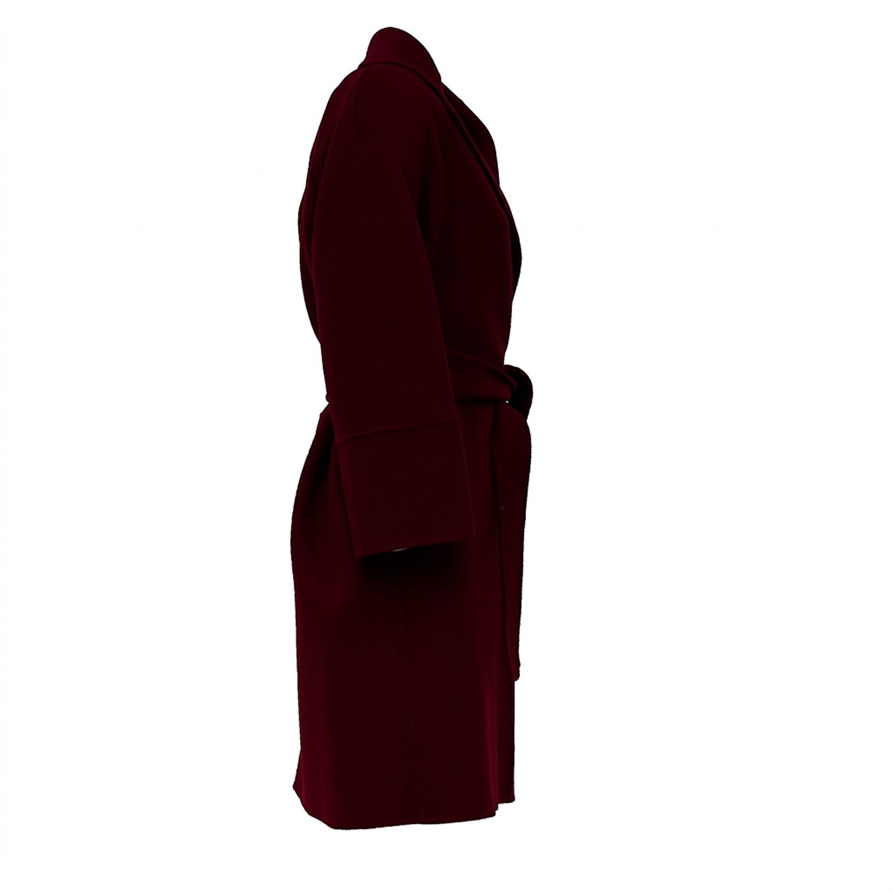 Max Mara Arona Double Drap Wool Coat Maroon