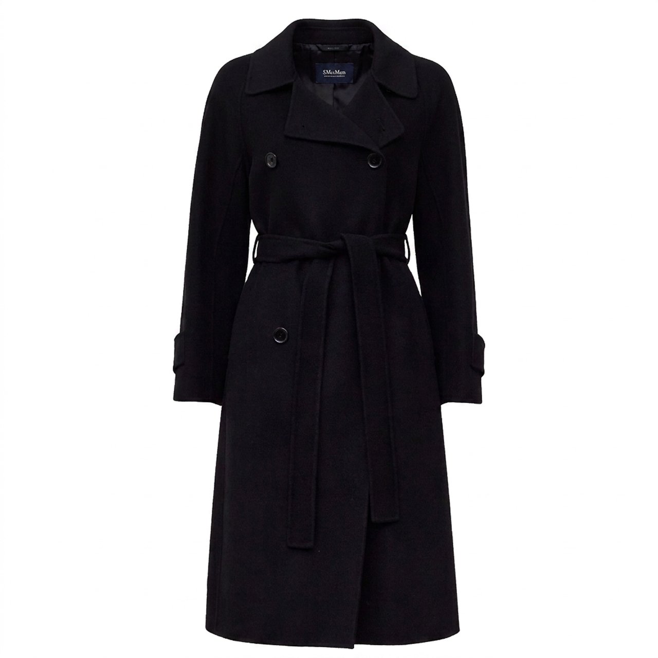 Max Mara Samanta Double Drap Raglan Wool Coat Zwart