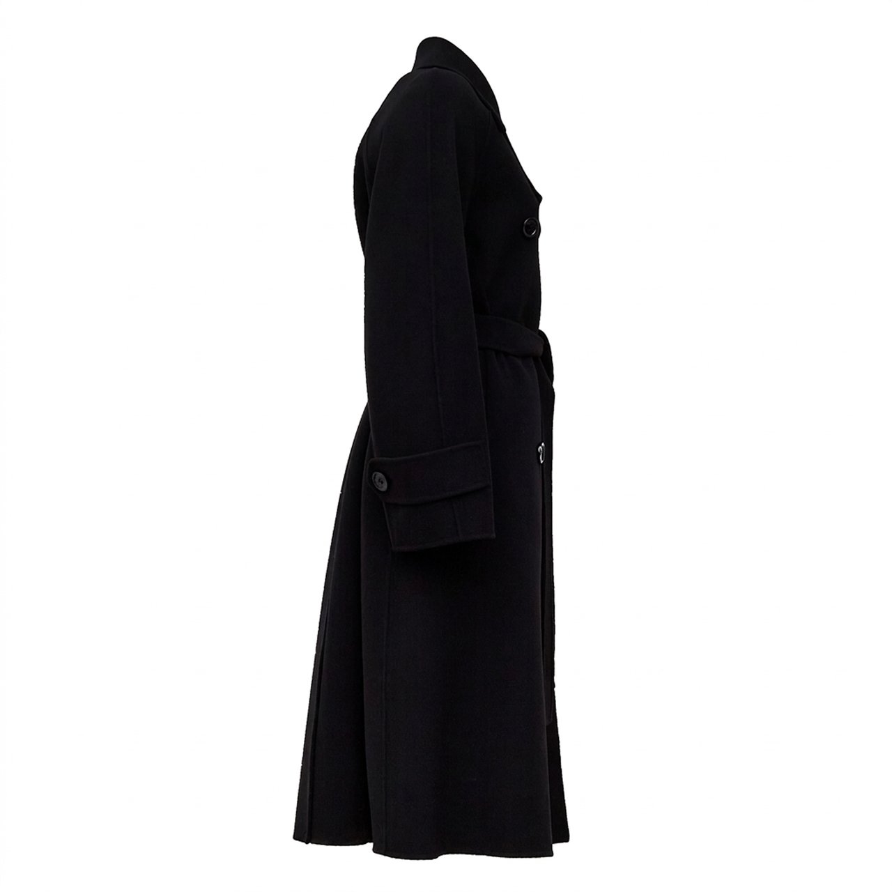 Max Mara Samanta Double Drap Raglan Wool Coat Zwart