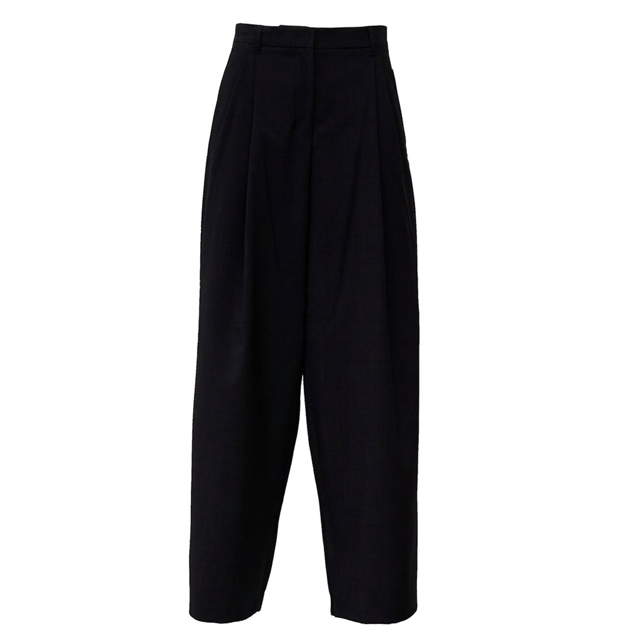 Max Mara Palazzo Pants In Natural Stretch Pure Wool With Double Front Pleats Zwart