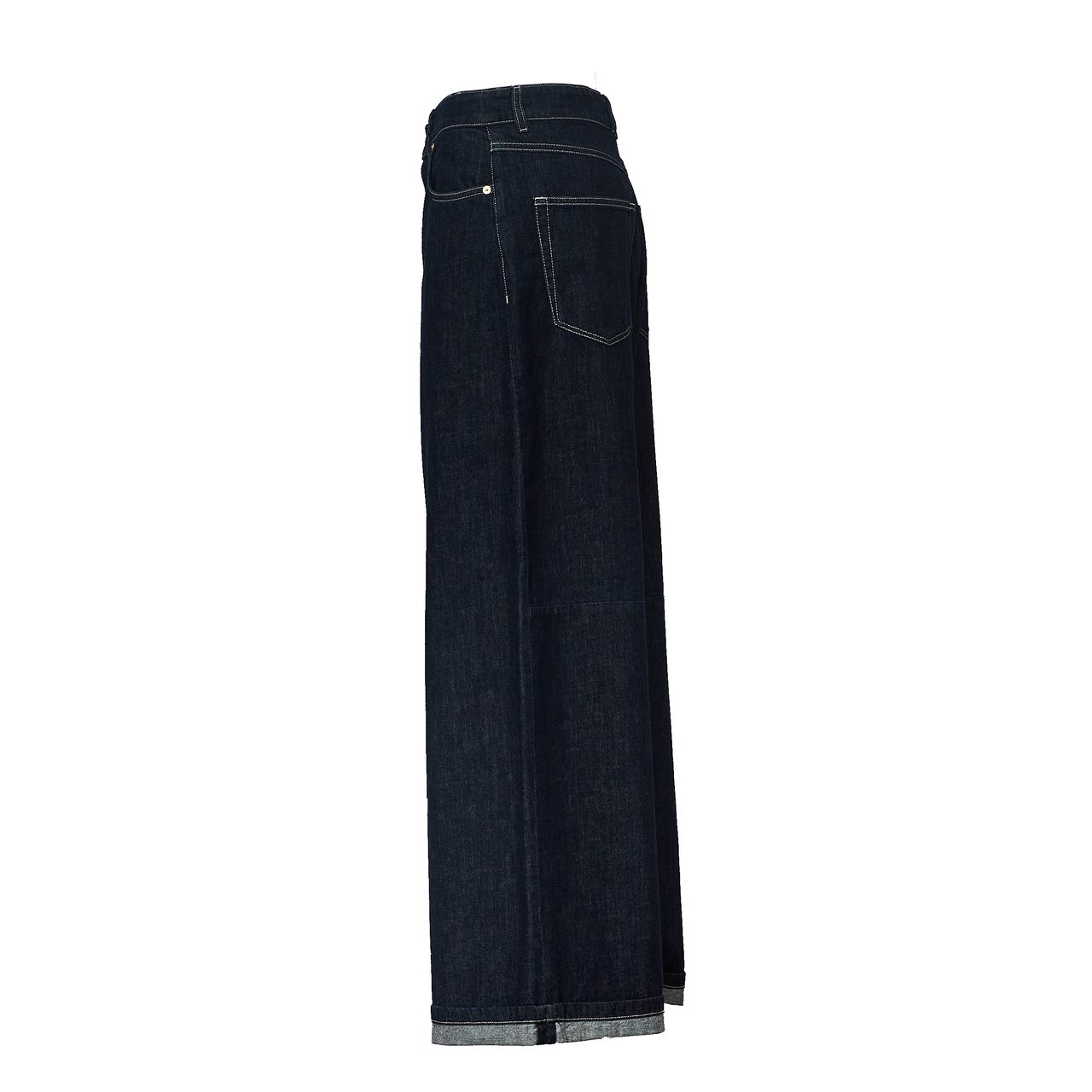 Max Mara Wide Leg Indigo Denim Jeans with Kapok Blend Zwart