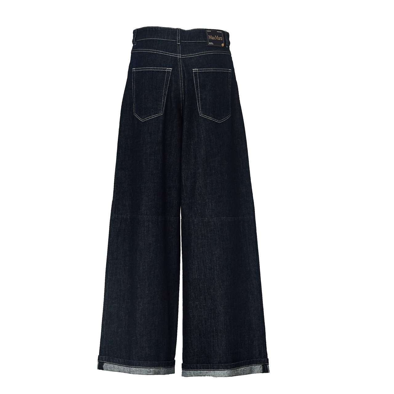 Max Mara Wide Leg Indigo Denim Jeans with Kapok Blend Zwart
