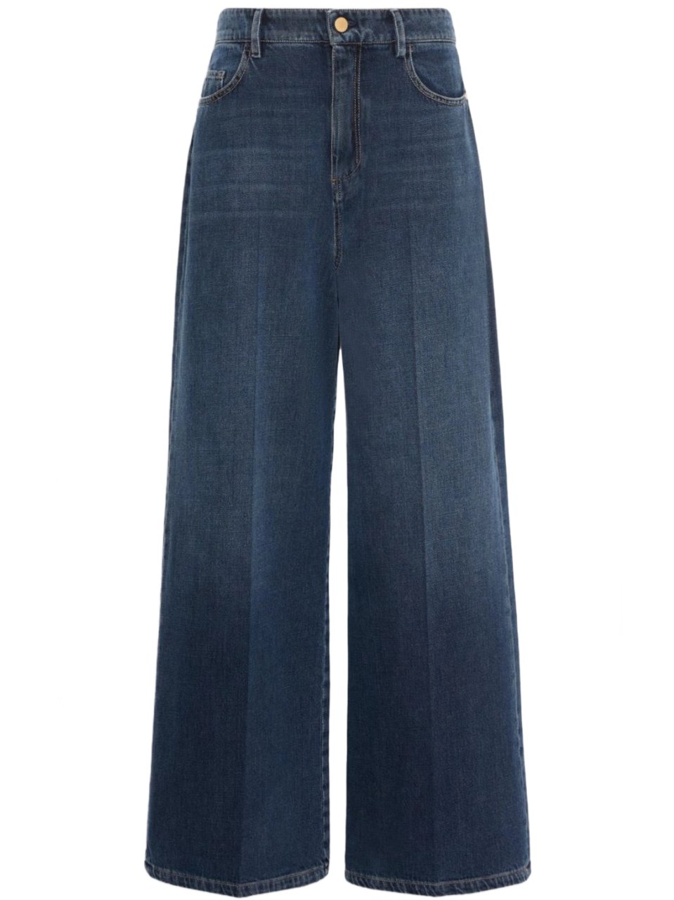 Max Mara Wide-Leg Denim Pants with High Waist Zwart