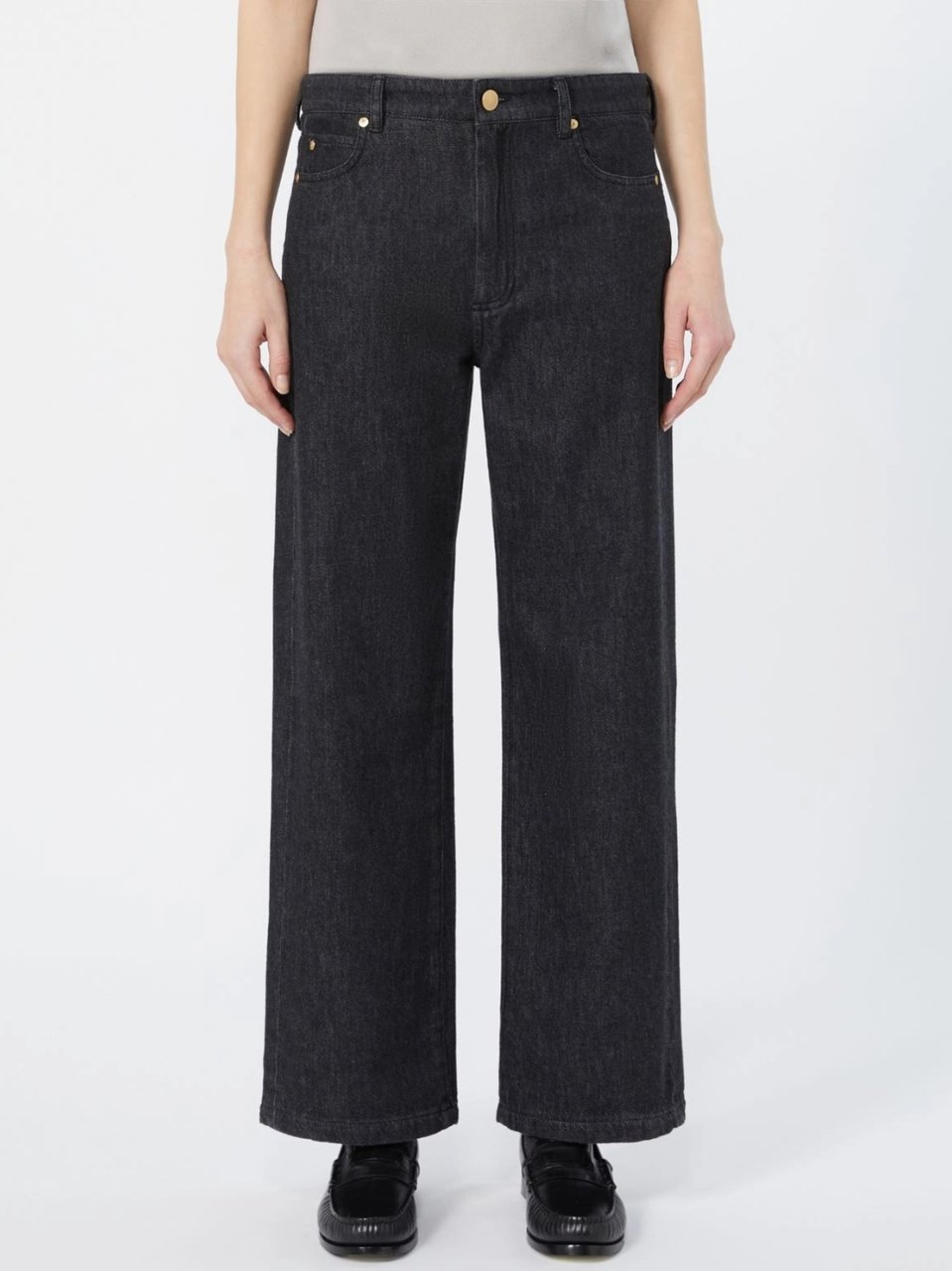 Max Mara Wide-Leg Cropped Jeans With Classic Five-Pocket Design Zwart
