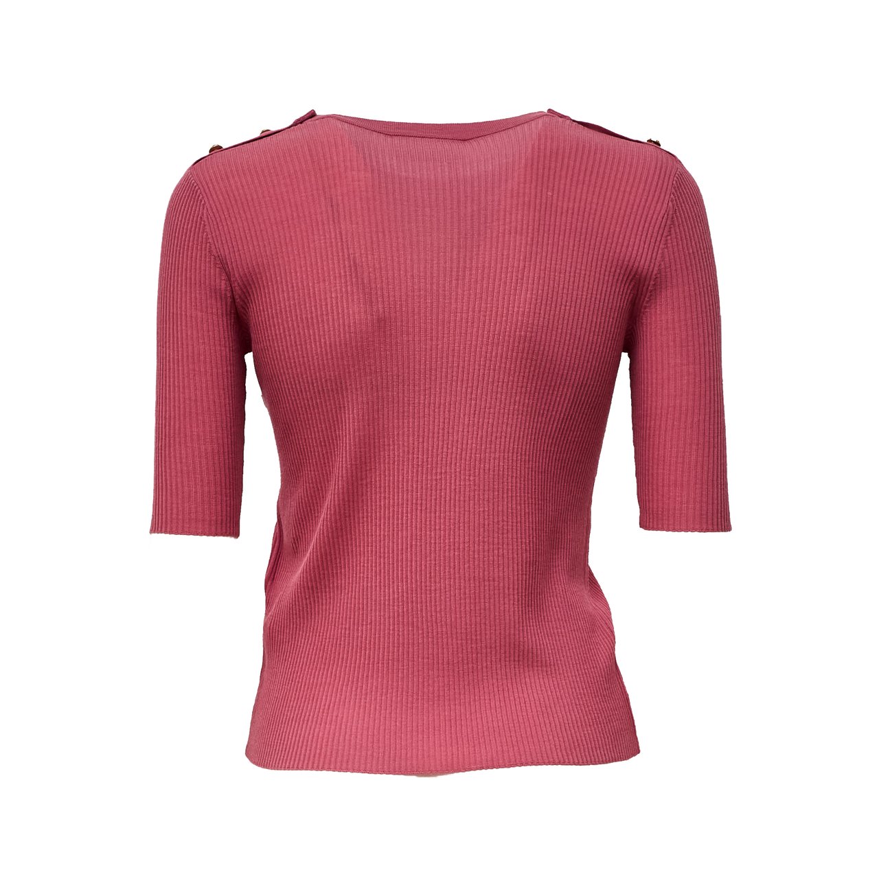 Max Mara Fitted Ribbed Knit Top With Gold-Tone Jewel Buttons Rood