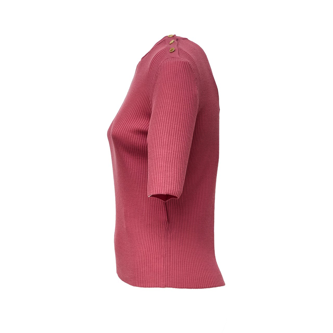 Max Mara Fitted Ribbed Knit Top With Gold-Tone Jewel Buttons Rood