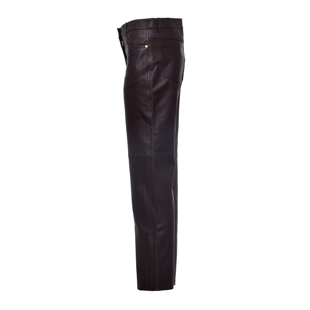 Max Mara Straight-Leg Nappa Leather Pants with Classic Five-Pocket Design Zwart