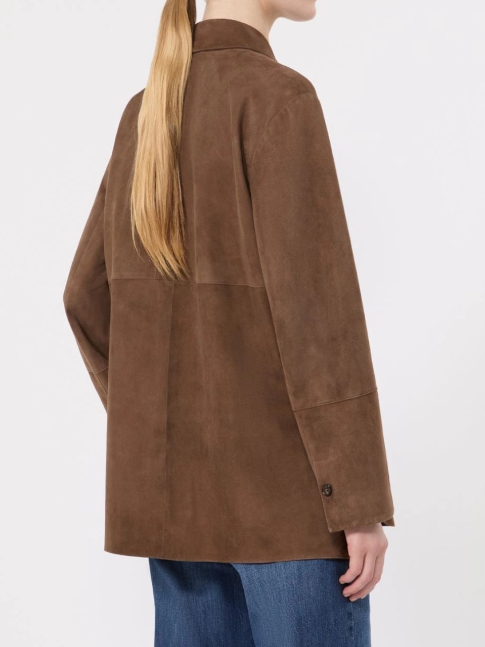 Max Mara Brown Smmgocce Suede Boxy Jacket Bruin
