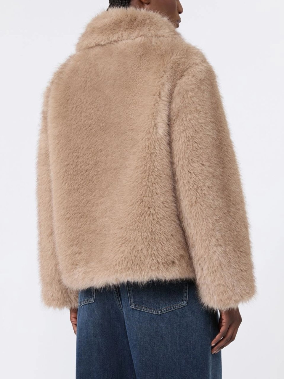 Max Mara Smmalce Cropped Faux Fur Boxy Jacket Roze
