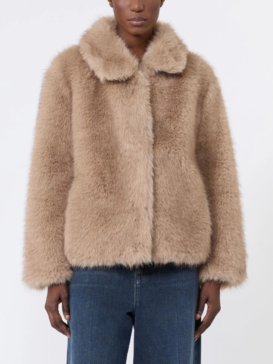 Max Mara Smmalce Cropped Faux Fur Boxy Jacket Roze