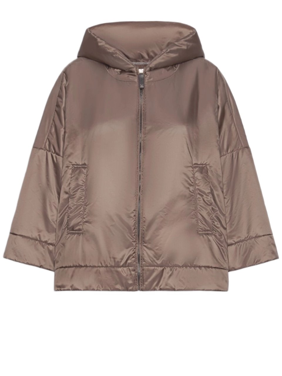 Max Mara Boxy Cropped Coat With Shiny Finish And Hood Roze