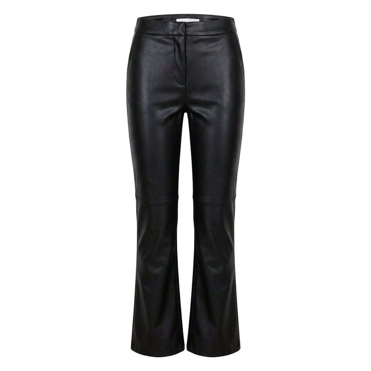 Max Mara Flared Cropped Black Pants In Coated Jersey Fabric Zwart