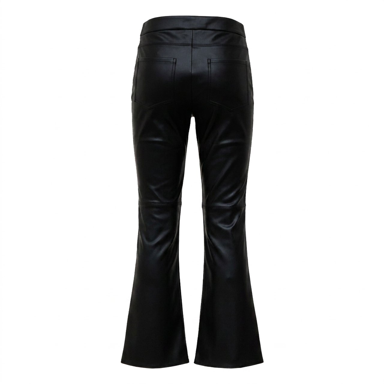 Max Mara Flared Cropped Black Pants In Coated Jersey Fabric Zwart