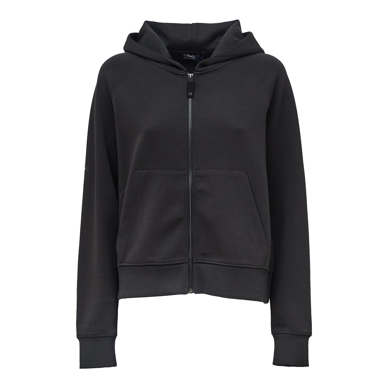 Max Mara Hooded Zip Sweatshirt with Embroidered Logo Zwart