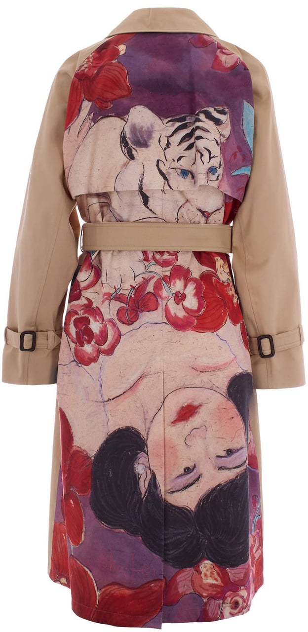 Max Mara Printed Gabardine Trench Coat Roze