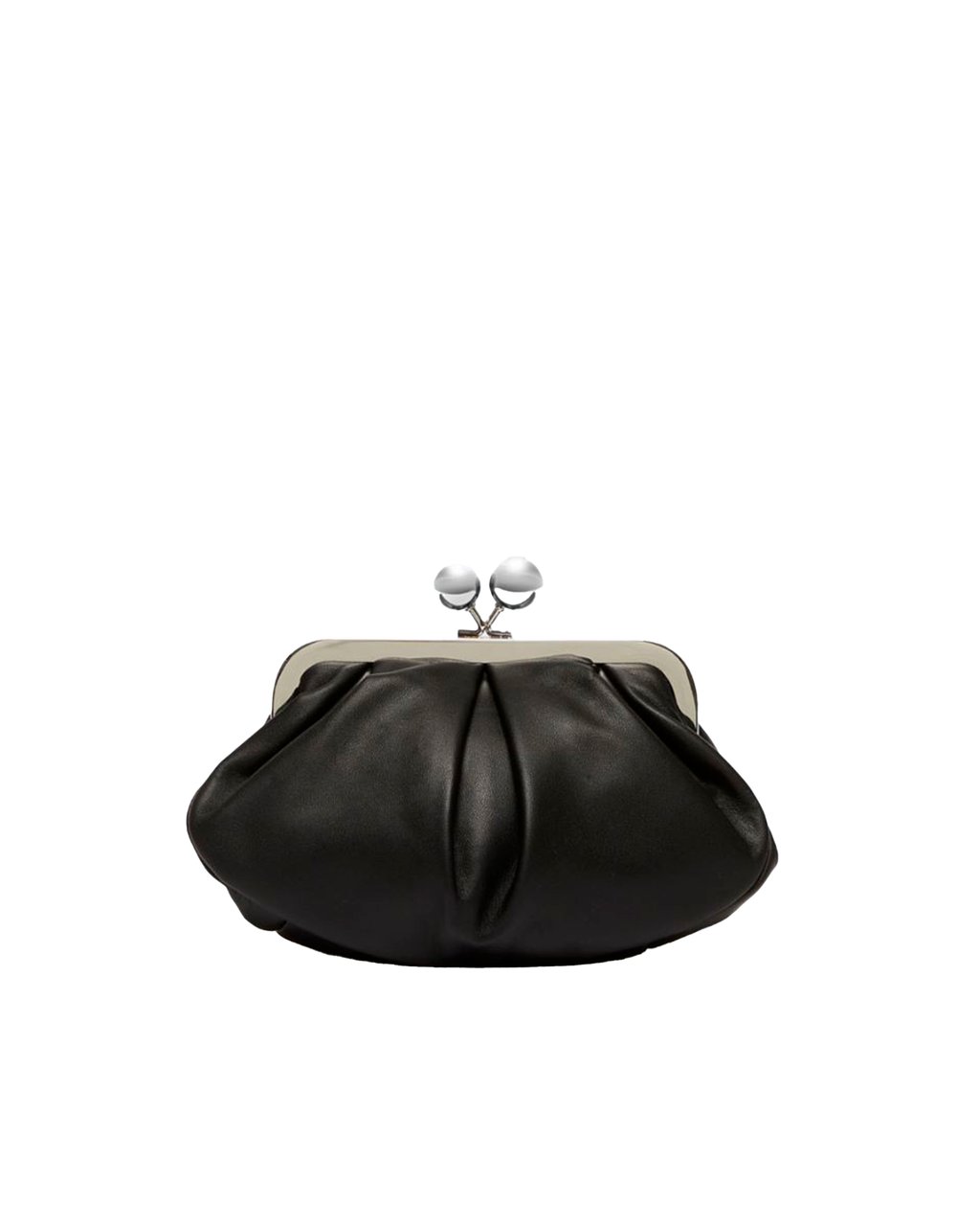Max Mara Softly Gathered Leather Pasticcino Bag With Chain Strap Zwart