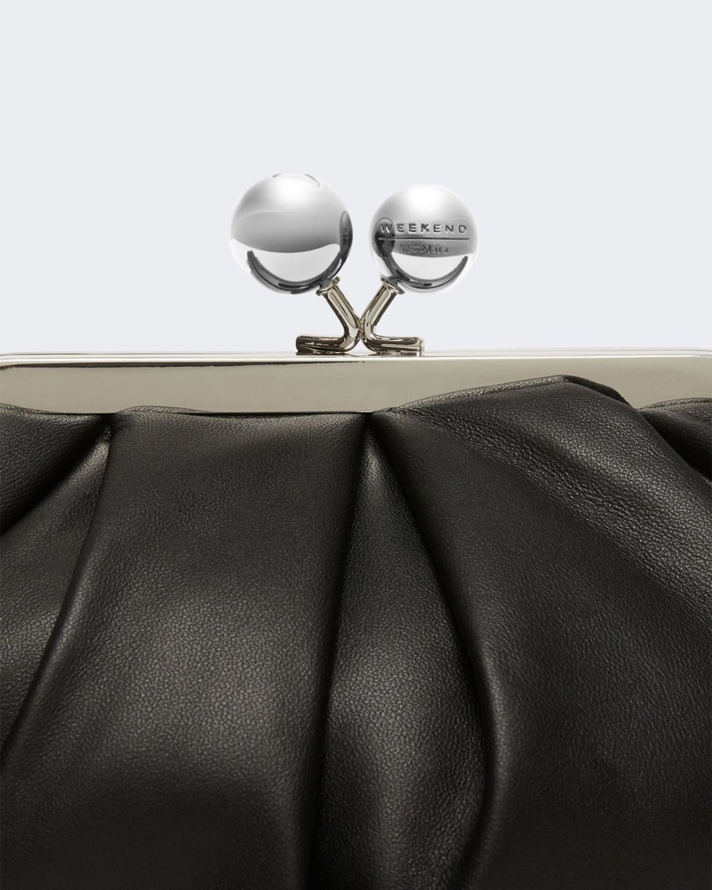 Max Mara Softly Gathered Leather Pasticcino Bag With Chain Strap Zwart