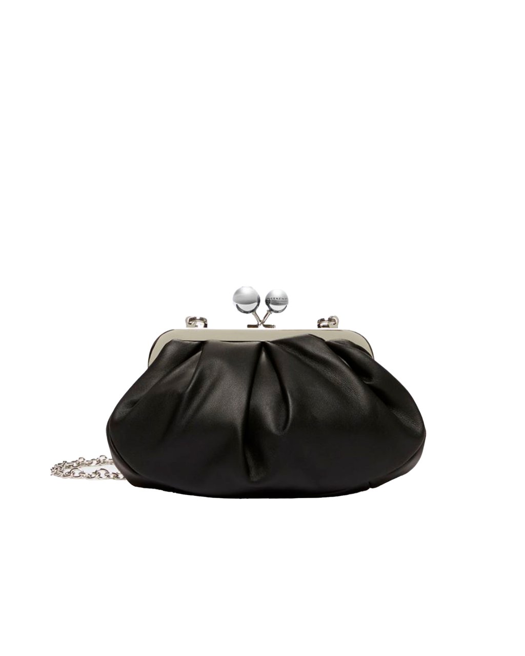 Max Mara Softly Gathered Leather Pasticcino Bag With Chain Strap Zwart