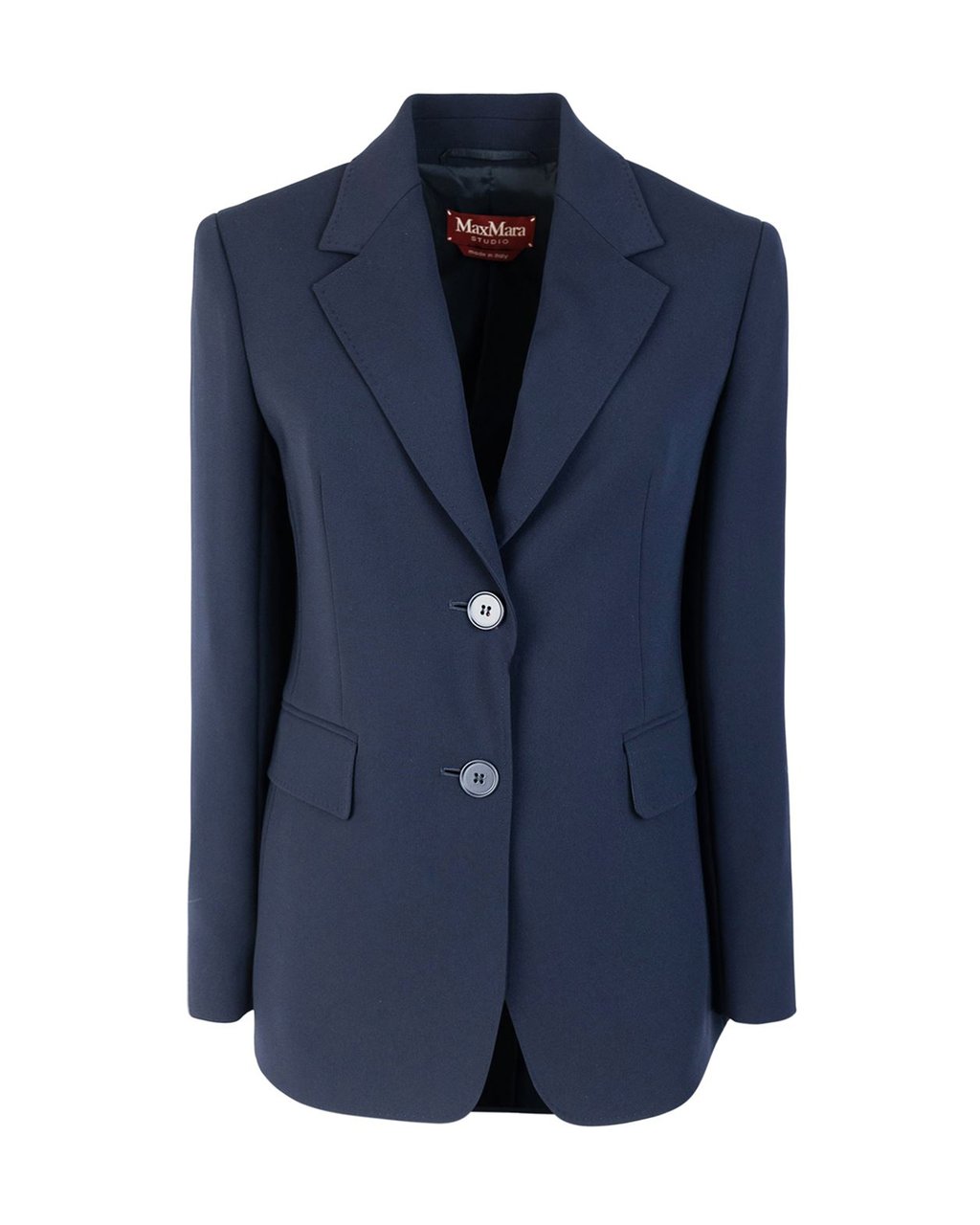 Max Mara Single-Breasted Tailored Blazer With Classic Lapel Blauw