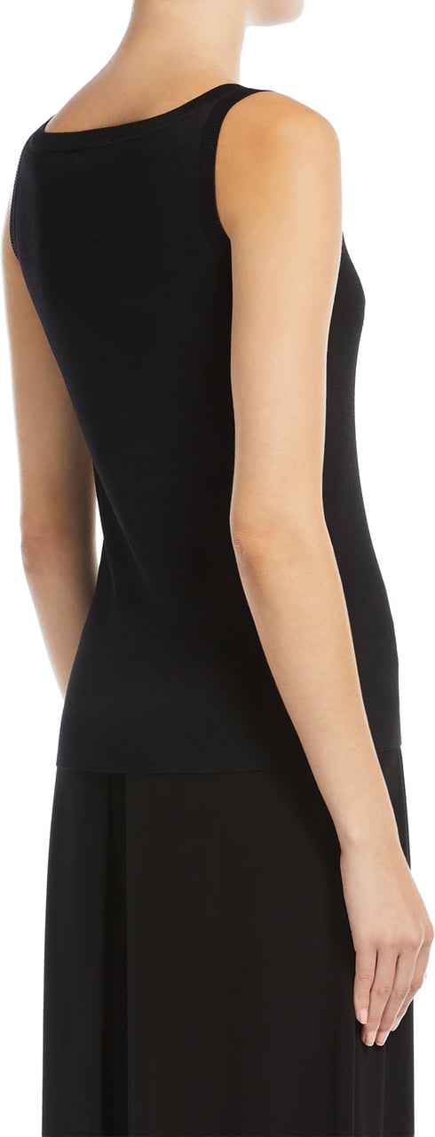 Max Mara Black Pentola Fitted Sleeveless Viscose Top Zwart