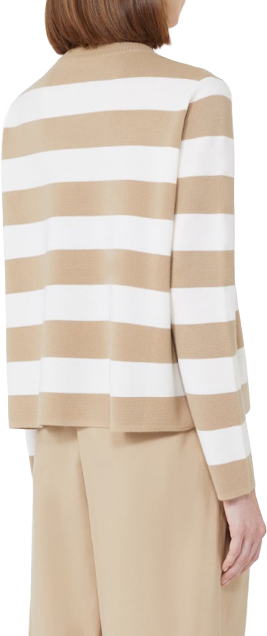 Max Mara Beige Viterbo Boxy Striped Wool Sweater Neutraal