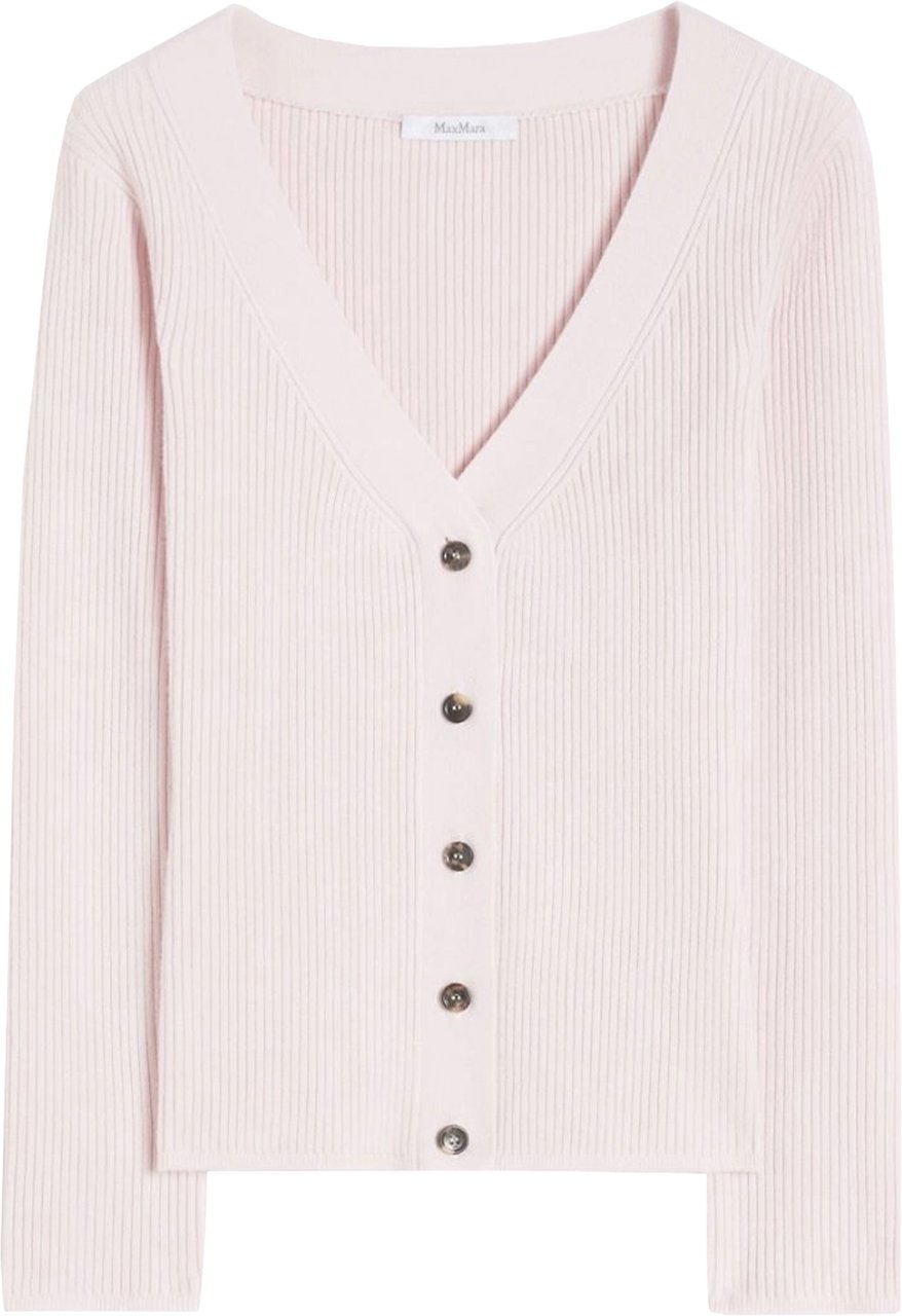 Max Mara Pink Gioiosa Ribbed Knit V Top Paars