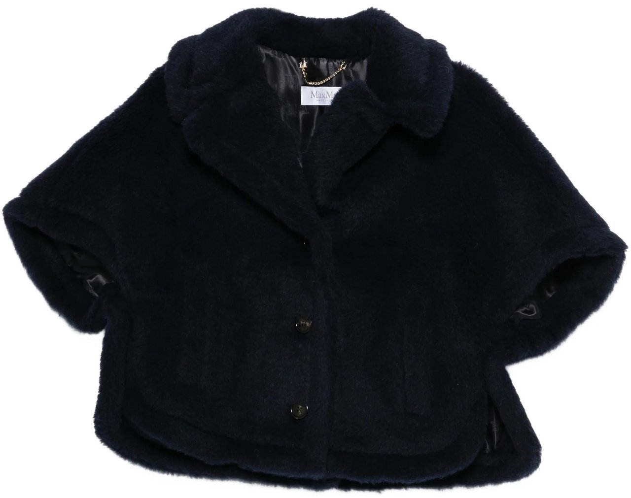 Max Mara Black Mxacorvi Plush Cape-Style Jacket Zwart