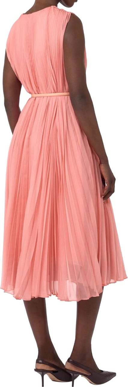 Max Mara Pink Mxecapsul Sleeveless Midi Pleated Dress Maroon