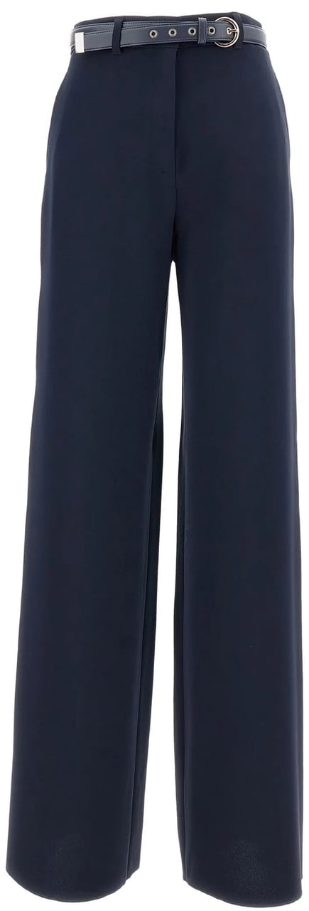 Max Mara Blue Amico High-Waisted Wide-Leg Trousers Zwart