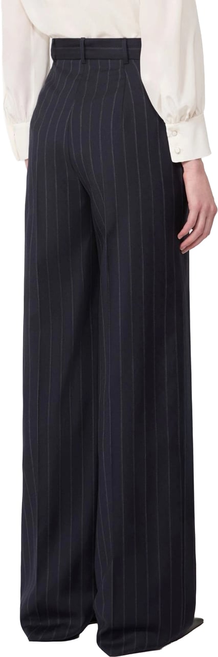 Max Mara Enfasi High-Waisted Pinstriped Wide-Leg Trousers Zwart