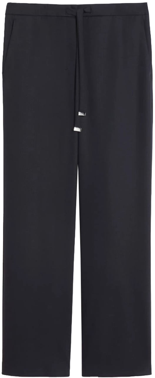Max Mara Neutral Argenta Wide-Leg Drawstring Pants Zwart