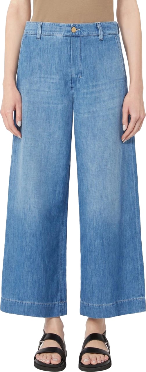 Max Mara Blue Smmastice Wide-Leg High Denim Culottes Blauw