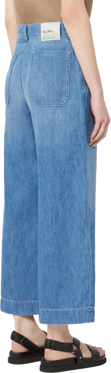 Max Mara Blue Smmastice Wide-Leg High Denim Culottes Blauw