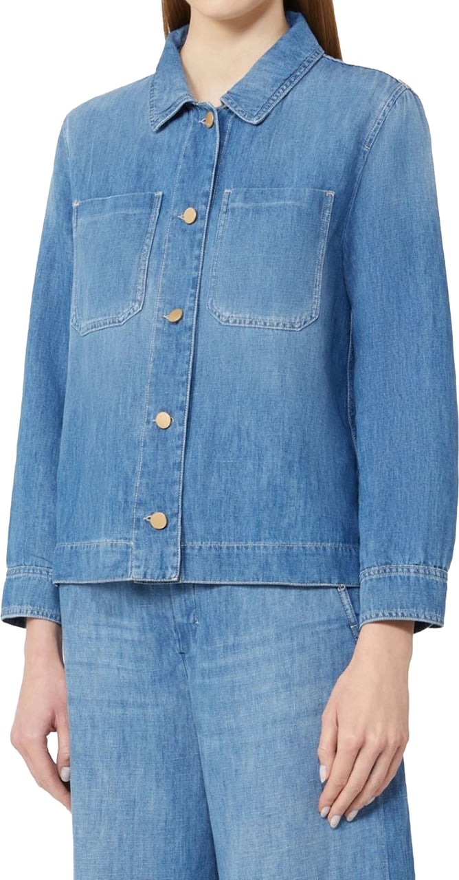 Max Mara Blue Smmgalan Medium Blue Denim Jacket Blauw