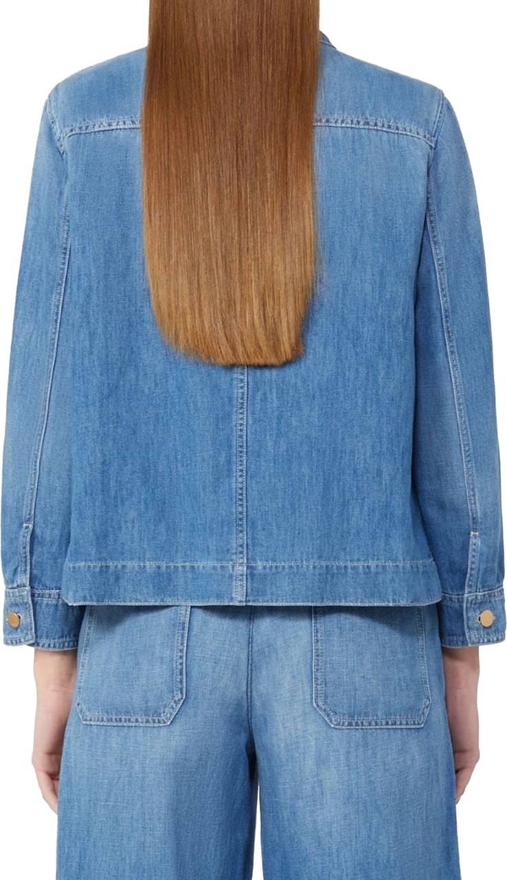 Max Mara Blue Smmgalan Medium Blue Denim Jacket Blauw