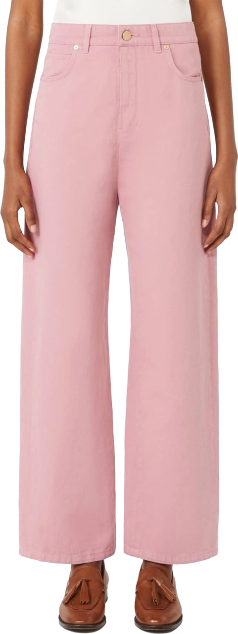 Max Mara Pink Smmonorata Wide-Leg High-Waist Pants Roze