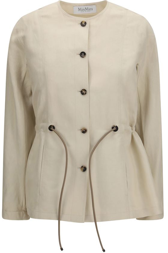Max Mara Beige Linen Full-Length Jacket Beige