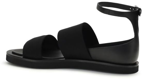 Max Mara Black Calf Leather Bos Taurus Flat Sandals Zwart