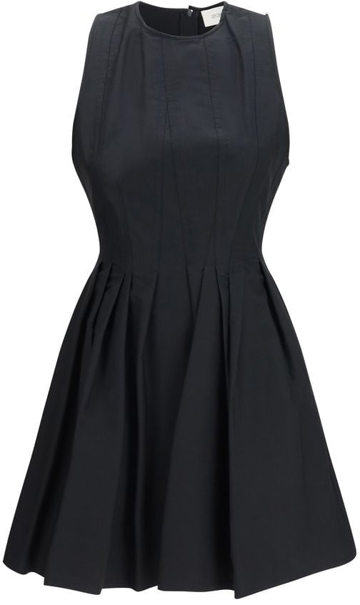 Max Mara Black Cotton Casual Dress Zwart