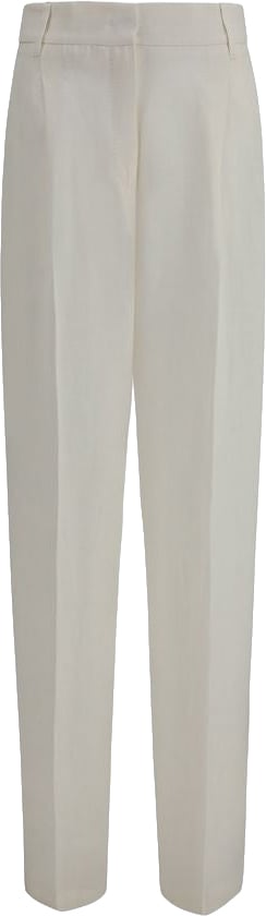 Max Mara White Linen Casual Pants Wit