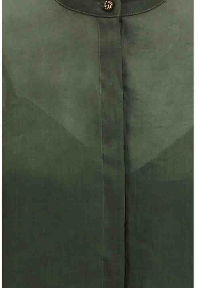 Max Mara Bicolor Ramie Dress Shirt Divers