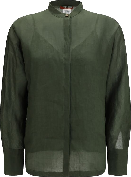 Max Mara Bicolor Ramie Dress Shirt Divers