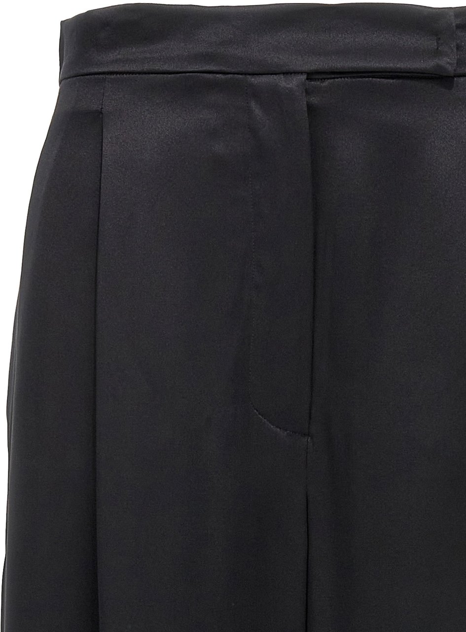 Max Mara Black Silk Casual Pants Zwart