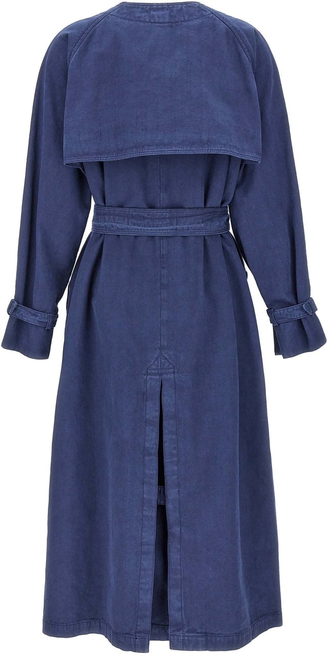 Max Mara Blue Cotton Coat Blauw